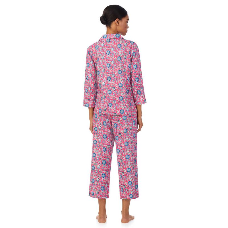 Lauren Ralph Lauren Classic Lawn 3/4 Sleeve Notch Collar Pajama Set image number 4